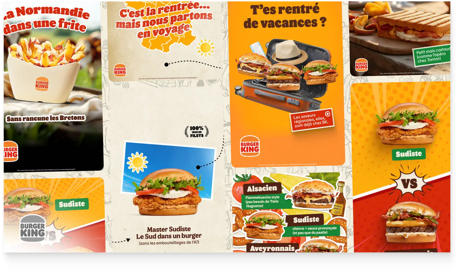 Burger King campaign artwork by our partner provider, spanning promotional social posts, product offers and summer menu visuals.