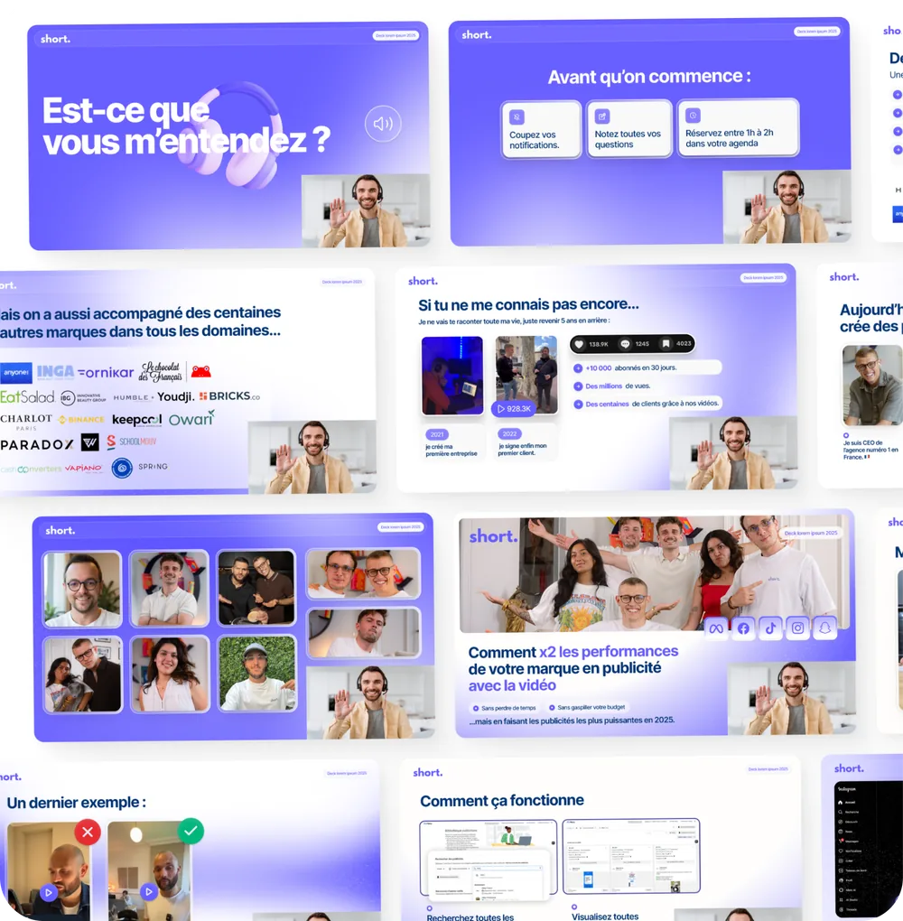 Agence Short deck with campaign strategy, audience and social media slides, produced by our partner provider.