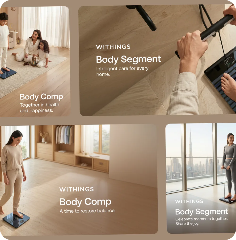 Withings health product campaign adapted across lifestyle-led social formats, produced by our partner provider.